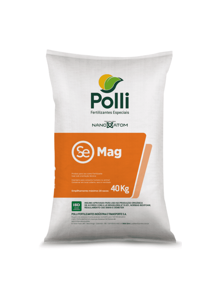 ADUBO SE MAG POLLI 40 KG.png Culturas_Café Arábica, Café Conilon, Tomate,Abacate,Mamão,Pimenta do Reino, Pimentão